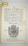 (PARAGUAY.) Another bound collection of decrees and other printed documents, some on the expulsion of the Jesuits from Paraguay.